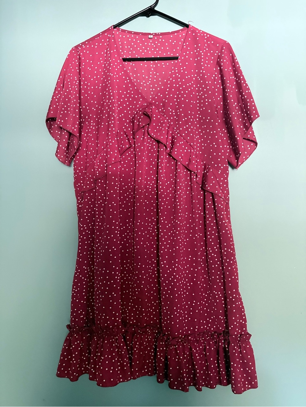 Women’s Pink Polka Dot Ruffle Dress Top